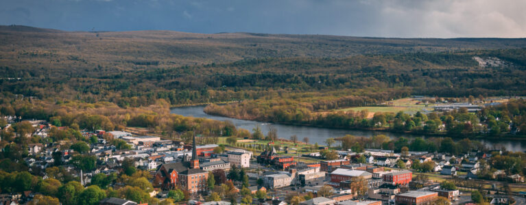 A city with a river running through it, - view of Port Jervis, New York from Elks-Brox Memorial Park